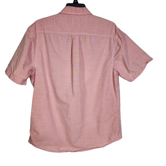 US Polo Assn Mens Shirt Large Slub Woven Barbiecore Pink Short Sleeve Button Up - Picture 2 of 9